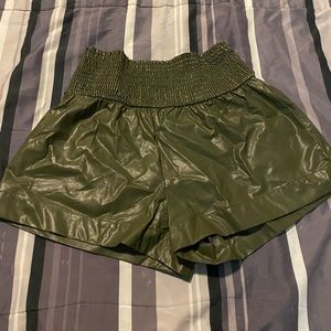 Pleather puffy shorts. Size small. Olive green. Never worn.